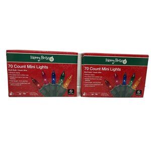 Merry Brite 70 Count Mini Lights‎ Indoor Outdoor 2 Box Multi Bulb Green Wire